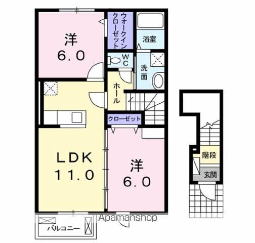 イースト SIDE Ⅱ(2LDK/2階)の間取り写真