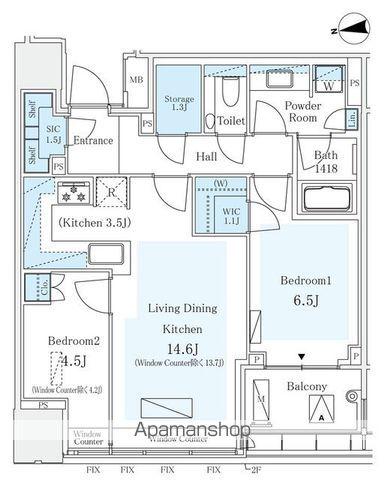 パークコート ザ・三番町ハウス(2LDK/3階)の間取り写真