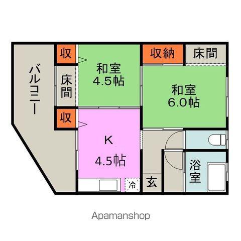 甘木鉄道 甘木駅(甘木鉄道) 徒歩7分 2階建 築47年(2K)の間取り写真