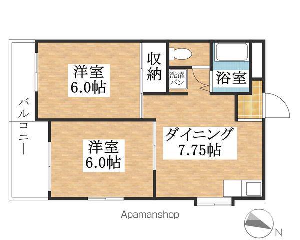 クイーンズタウン愛豊(2DK/2階)の間取り写真