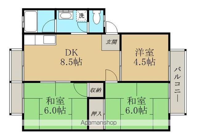 ハイツ北浦(3DK/1階)の間取り写真