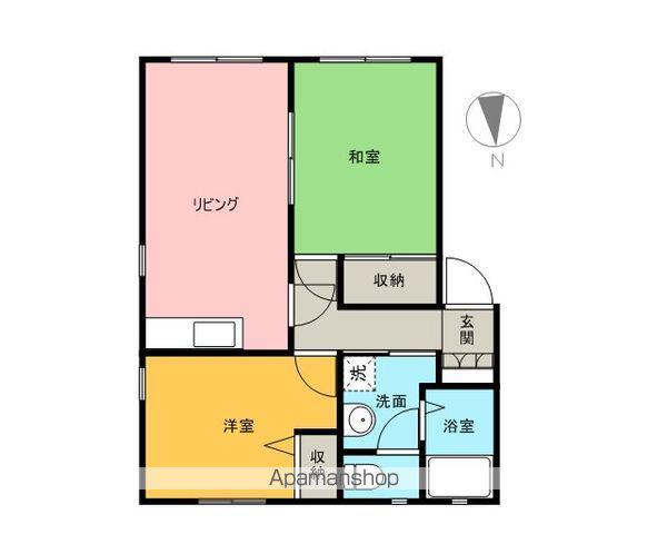 プラムコート桜木A棟(2LDK/2階)の間取り写真