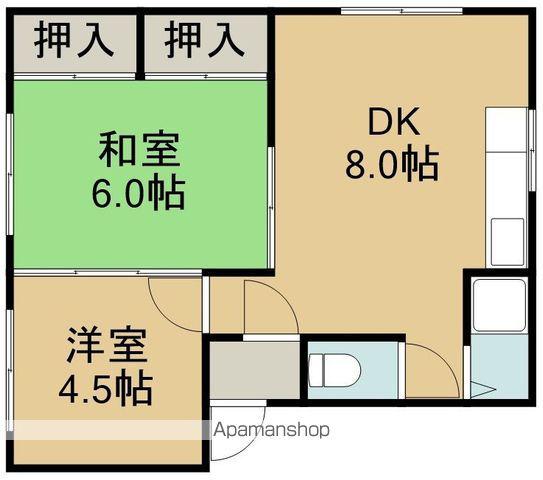ハイツ藤本2号棟(2DK/2階)の間取り写真