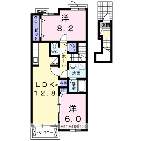 ライツ上柴(2LDK/2階)の間取り写真