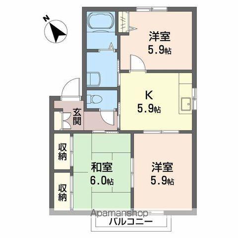 パースリーKATAGI A(3K/2階)の間取り写真