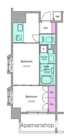 レジディア池尻大橋(2K/2階)の間取り写真