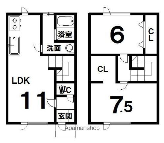 カリーノ(2LDK)の間取り写真