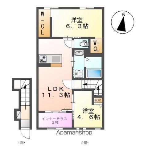 センチュリーハイツⅡ(2LDK/2階)の間取り写真