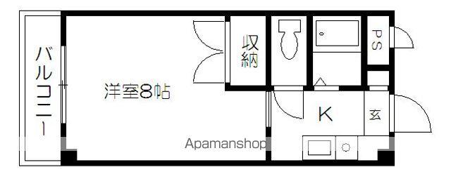 サザンクロス白川(1K/4階)の間取り写真