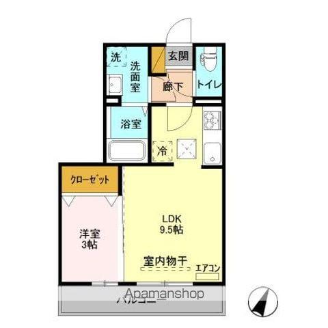 ゼピュロスみどりのG棟(1LDK/1階)の間取り写真