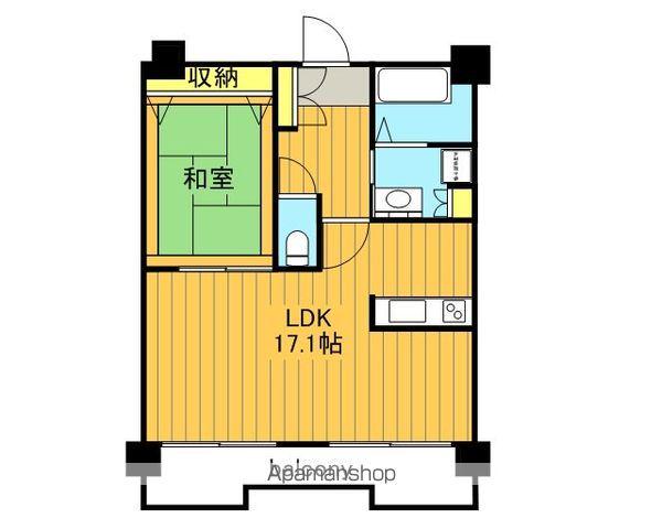 東北新幹線 郡山駅(福島) バス乗車時間:25分 開成五丁目バス停で下車 徒歩1分 7階建 築23年(1LDK/2階)の間取り写真