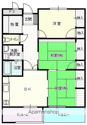 ハウディー月が丘(3DK/3階)の間取り写真