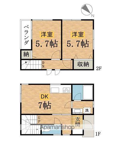 サンテラスみなみ野(2DK/2階)の間取り写真
