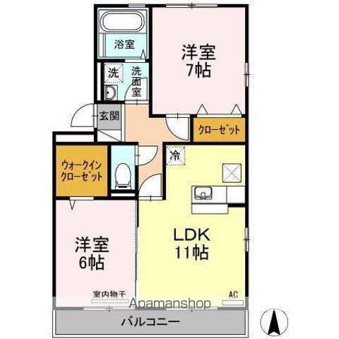 オッツおぜまち A棟(2LDK/1階)の間取り写真