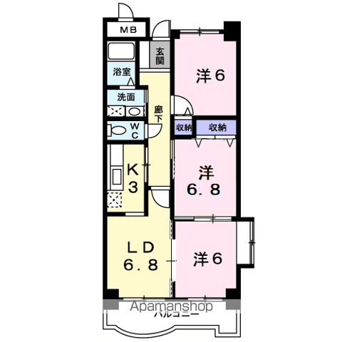 サンフローラ(3LDK/4階)の間取り写真