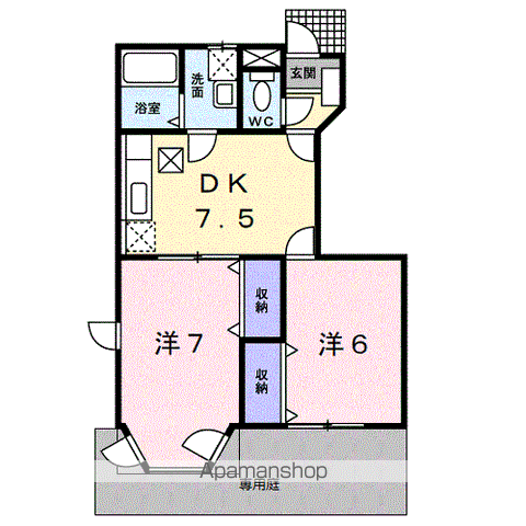 アルバ・ソーレⅠ(2DK/1階)の間取り写真