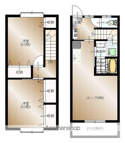 クレール・オーチョA棟(2LDK/1階)の間取り写真