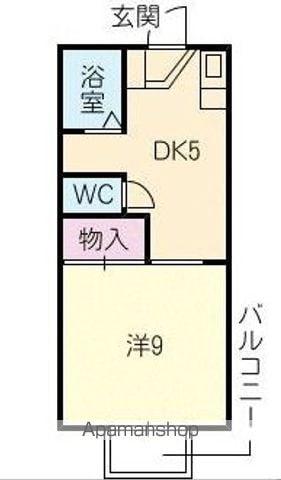 グリーンアルス(1DK/2階)の間取り写真