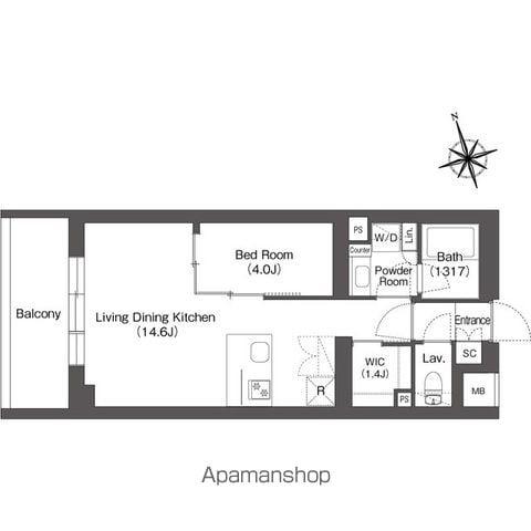 ルーウェ東大泉(1LDK/4階)の間取り写真