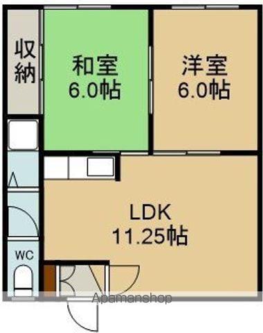 ハイツ花咲山(2LDK/2階)の間取り写真