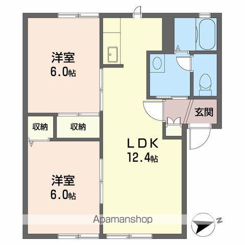 ノースウィング保免 A棟(2LDK/1階)の間取り写真