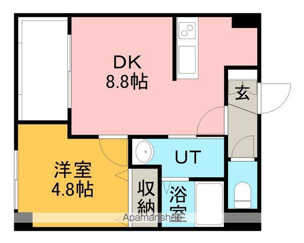 プライマル札幌琴似(1DK/8階)の間取り写真