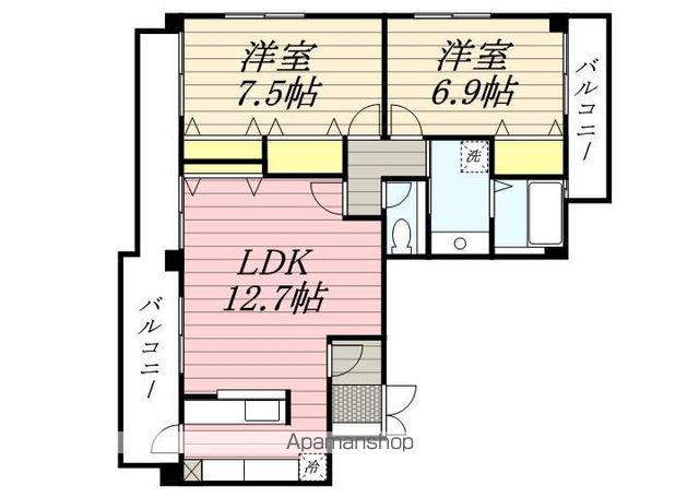 TYビル(2LDK/4階)の間取り写真