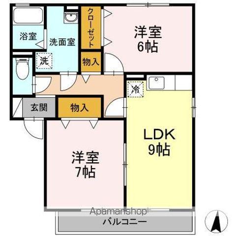 ネオクレストII(2DK/2階)の間取り写真