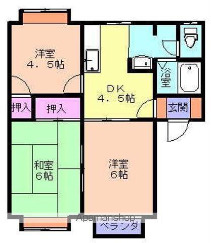 メンバーズタウン末広C棟(3DK/2階)の間取り写真