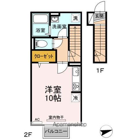 ティエラ N(ワンルーム/2階)の間取り写真