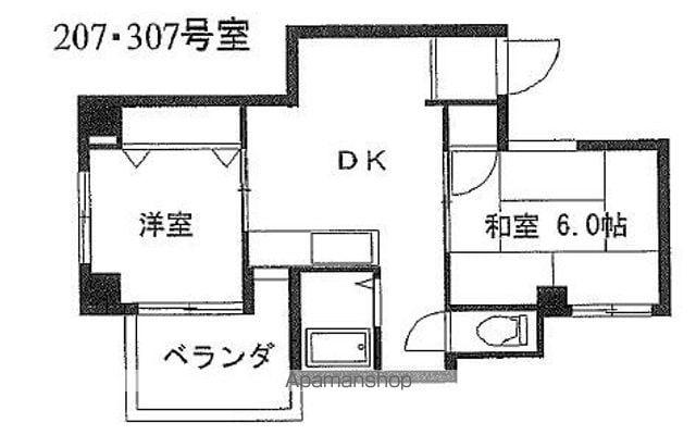 レークハイツ瀬田(2DK/3階)の間取り写真