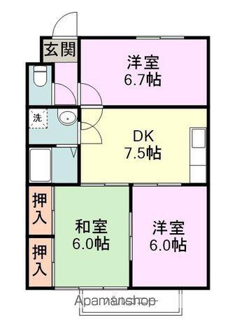 ベルハウス自由が丘Ⅰ(3DK/2階)の間取り写真