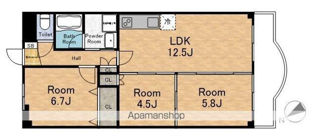 グリーンリーフ(3LDK/3階)の間取り写真