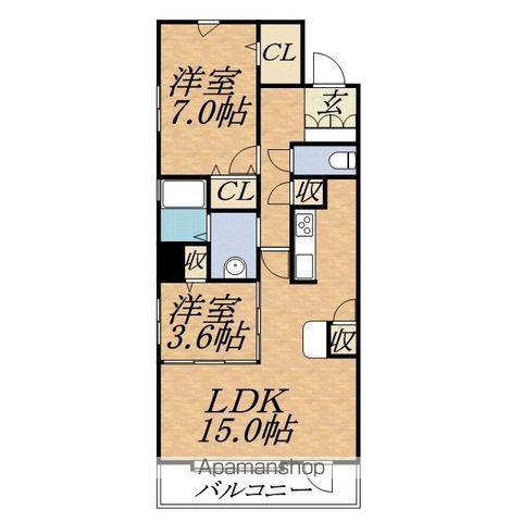 ラ・クラッセ札幌ステーションスクエア(2LDK/4階)の間取り写真