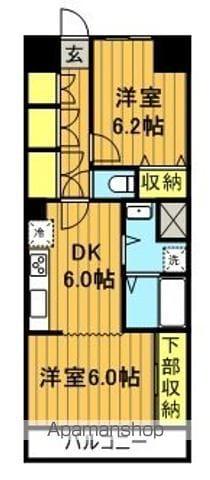 ライオンズマンション清水台第1(2DK/12階)の間取り写真