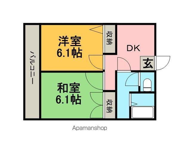 リバーサイドハイム(2DK/2階)の間取り写真