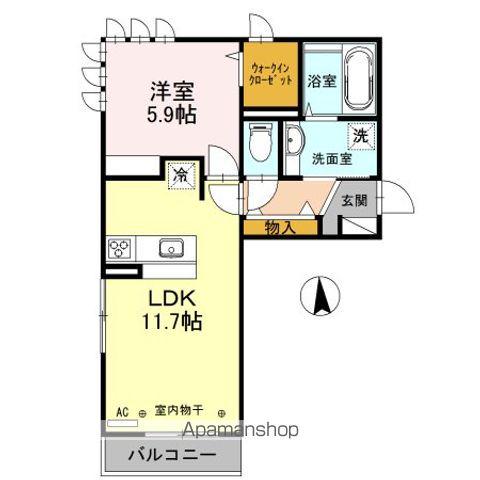 ジョイキューブ吉田(1LDK/2階)の間取り写真