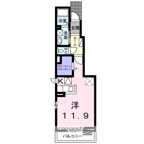 ブリーゼ・カーサB(ワンルーム/1階)の間取り写真