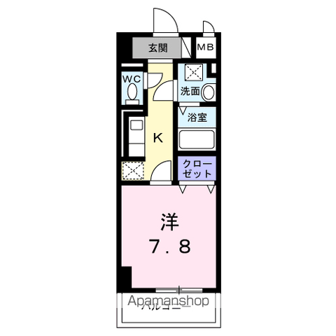 サンライズ 江平中町(1K/3階)の間取り写真