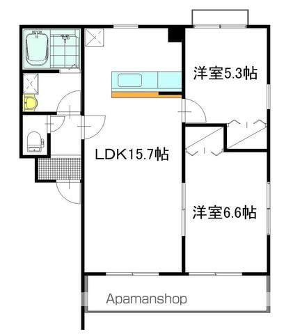 イーストンリバー(2LDK/2階)の間取り写真