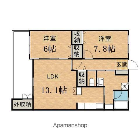 らくりーぶ21万願寺(2LDK/1階)の間取り写真