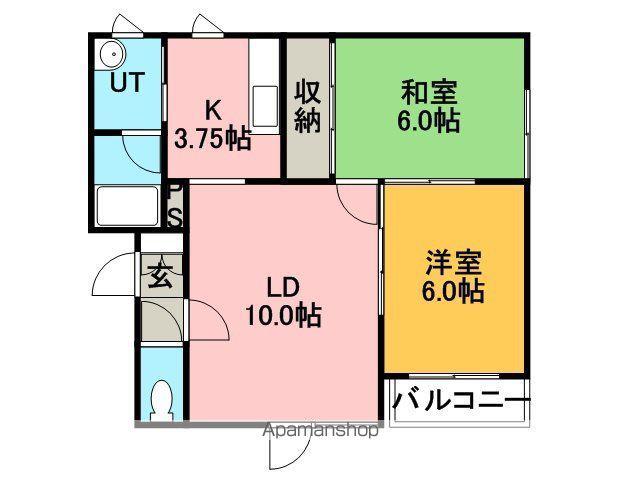 稲積スカイパレス1号棟(2LDK/2階)の間取り写真