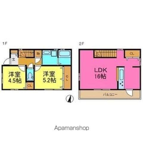 名鉄瀬戸線 大森・金城学院前駅 徒歩21分 2階建 築14年(2LDK)の間取り写真