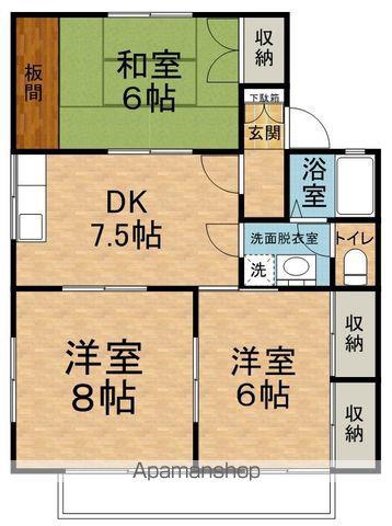 クレストファイブE(3DK/2階)の間取り写真