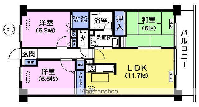 エディフィシオ赤塚(3LDK/3階)の間取り写真