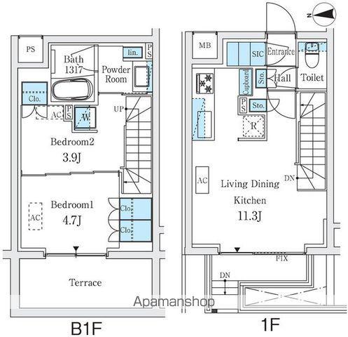 STANDZ柿の木坂(2LDK/1階)の間取り写真