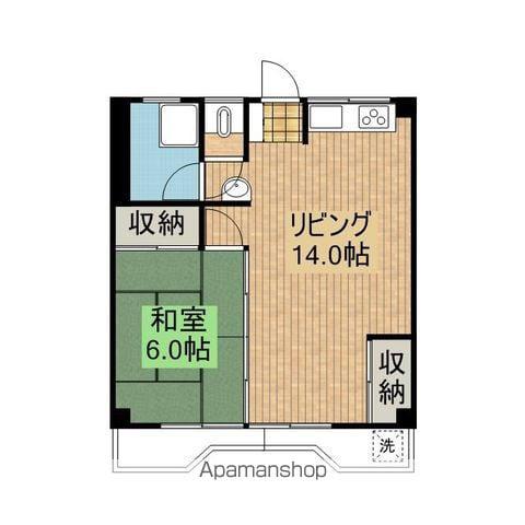 かめやビル(1LDK/5階)の間取り写真
