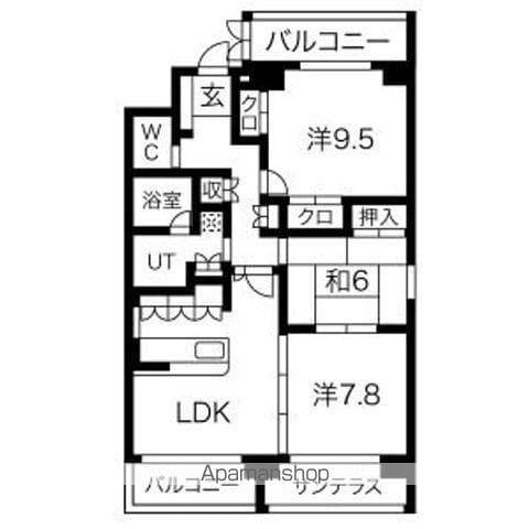 アクシス参番館(3LDK/6階)の間取り写真
