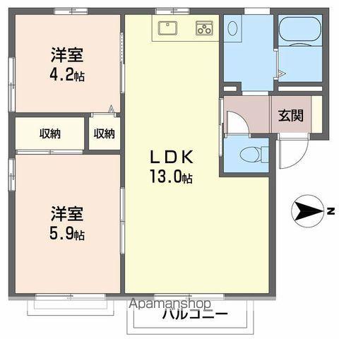 シャトレ庄内 A棟(2LDK/1階)の間取り写真