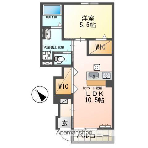 ルナ白羽(1LDK/1階)の間取り写真